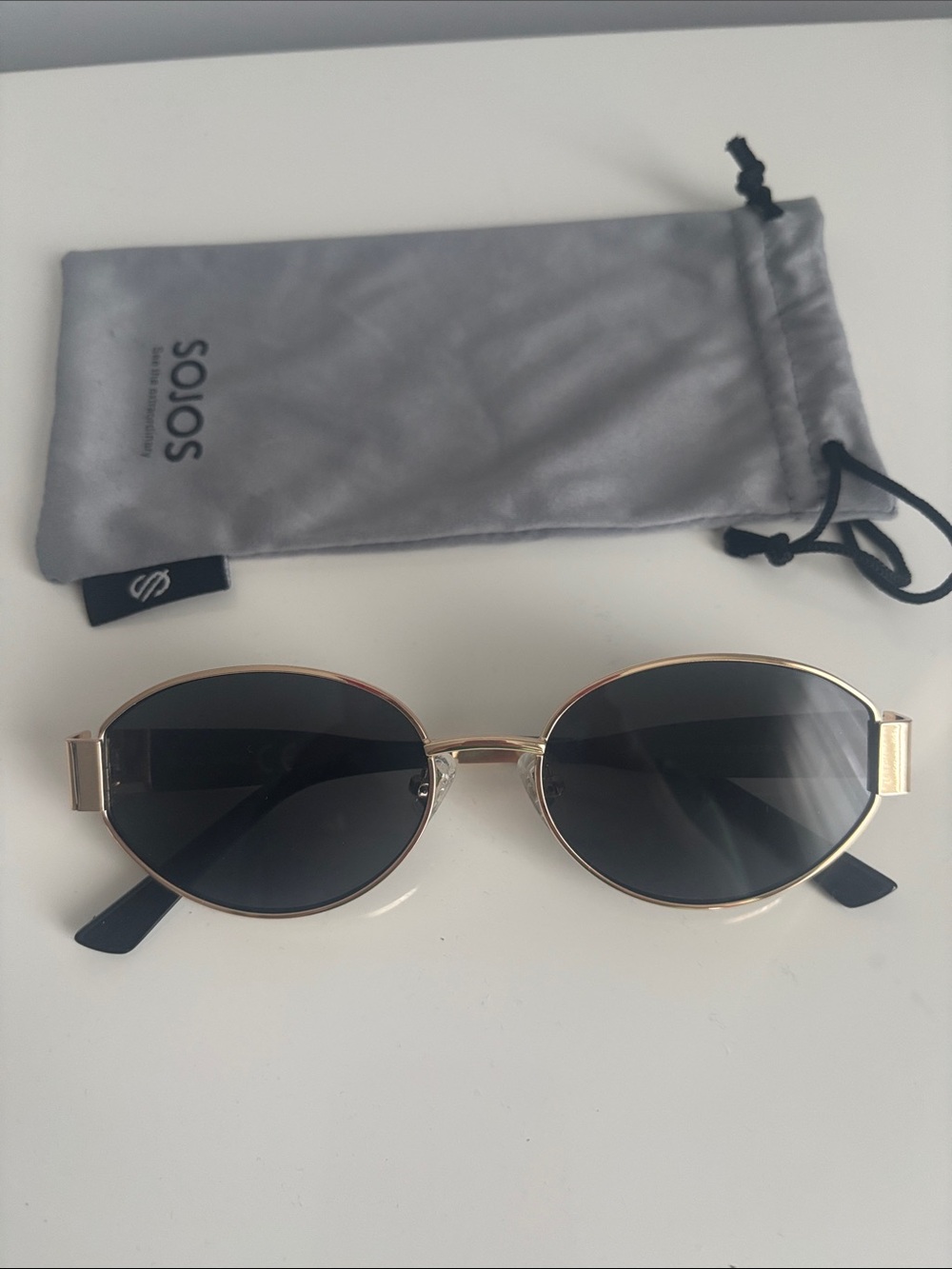 Sojos Women's Gold Frame Sunglasses with Dark Lenses